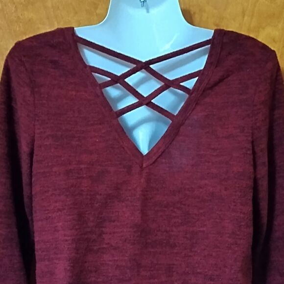 NOBO No Boundaries Red Cross Cross Back Sweater Jr Sz M (7-9) Knit Blouse - Picture 4 of 6